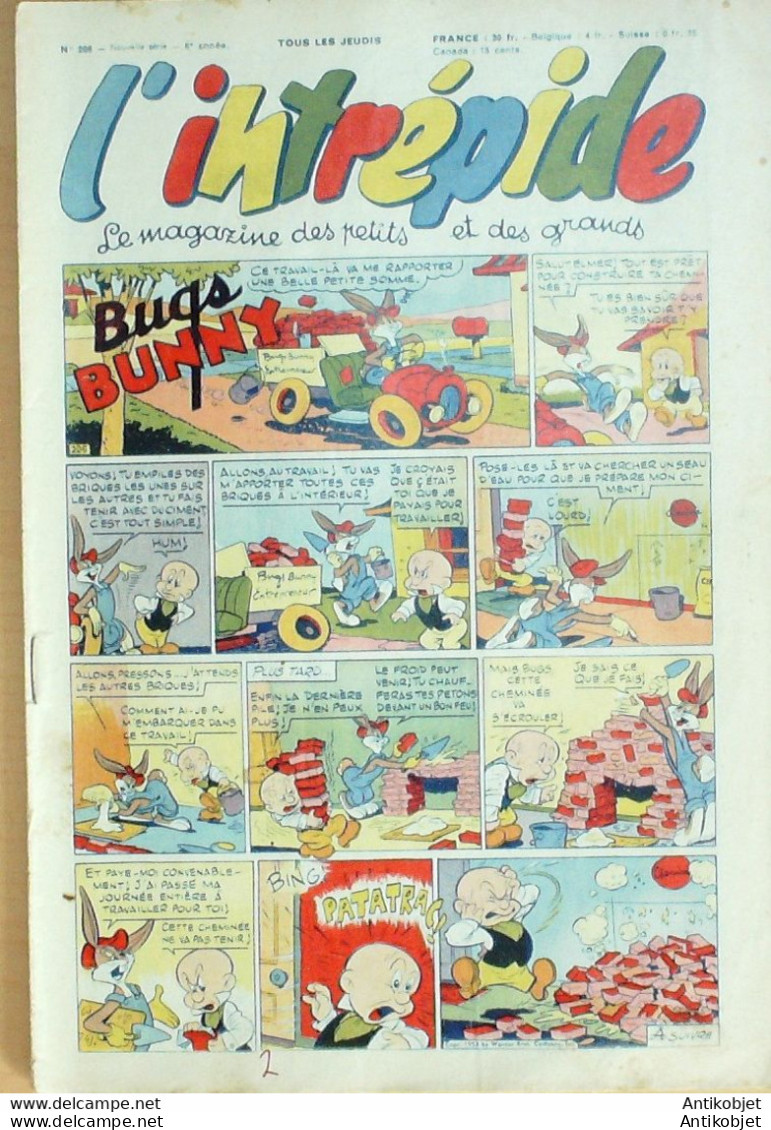 L'Intrépide 1953 N°206 BUFFALO BILL BUGS BUNNY ZOE FANFAN La TULIPE - L'Intrépide