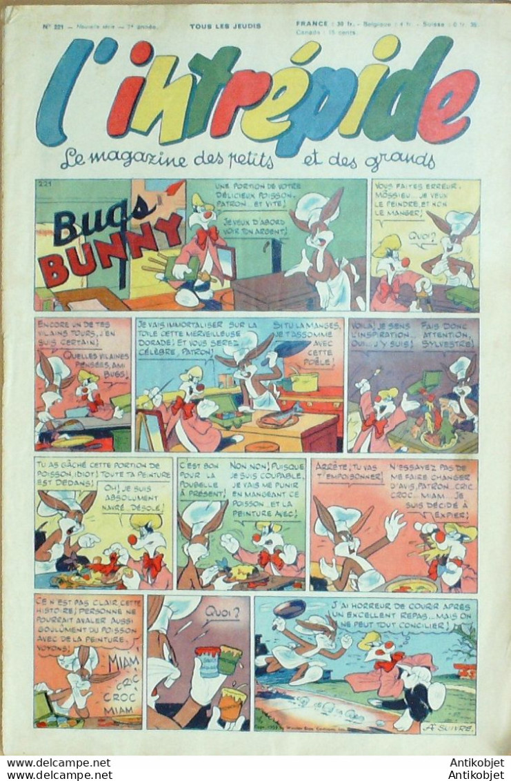 L'Intrépide 1954 N°221 BUFFALO BILL BUGS BUNNY ZOE FANFAN La TULIPE - L'Intrépide