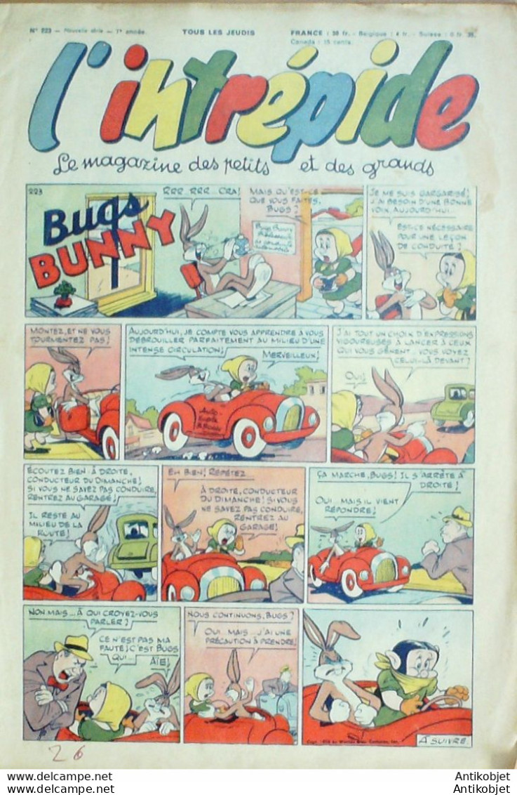 L'Intrépide 1954 N°223 BUFFALO BILL BUGS BUNNY ZOE FANFAN La TULIPE - L'Intrépide