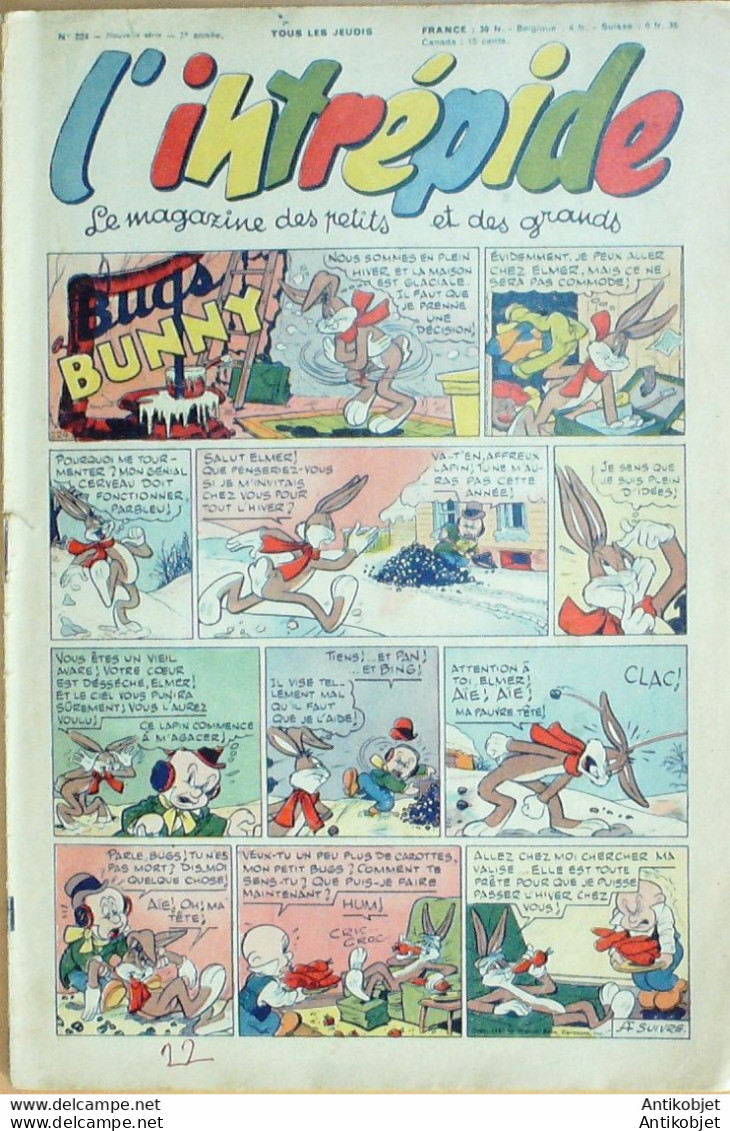 L'Intrépide 1954 N°224 BUFFALO BILL BUGS BUNNY ZOE FANFAN La TULIPE - L'Intrépide