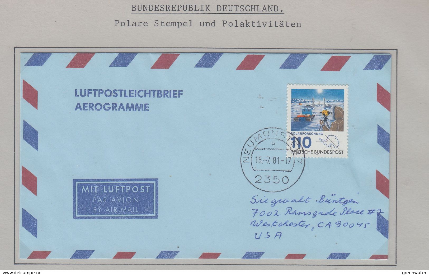 Germany Polarforschung Aerogramme Ca Neumunster 16.7.1981 (IT159) - Programmes Scientifiques