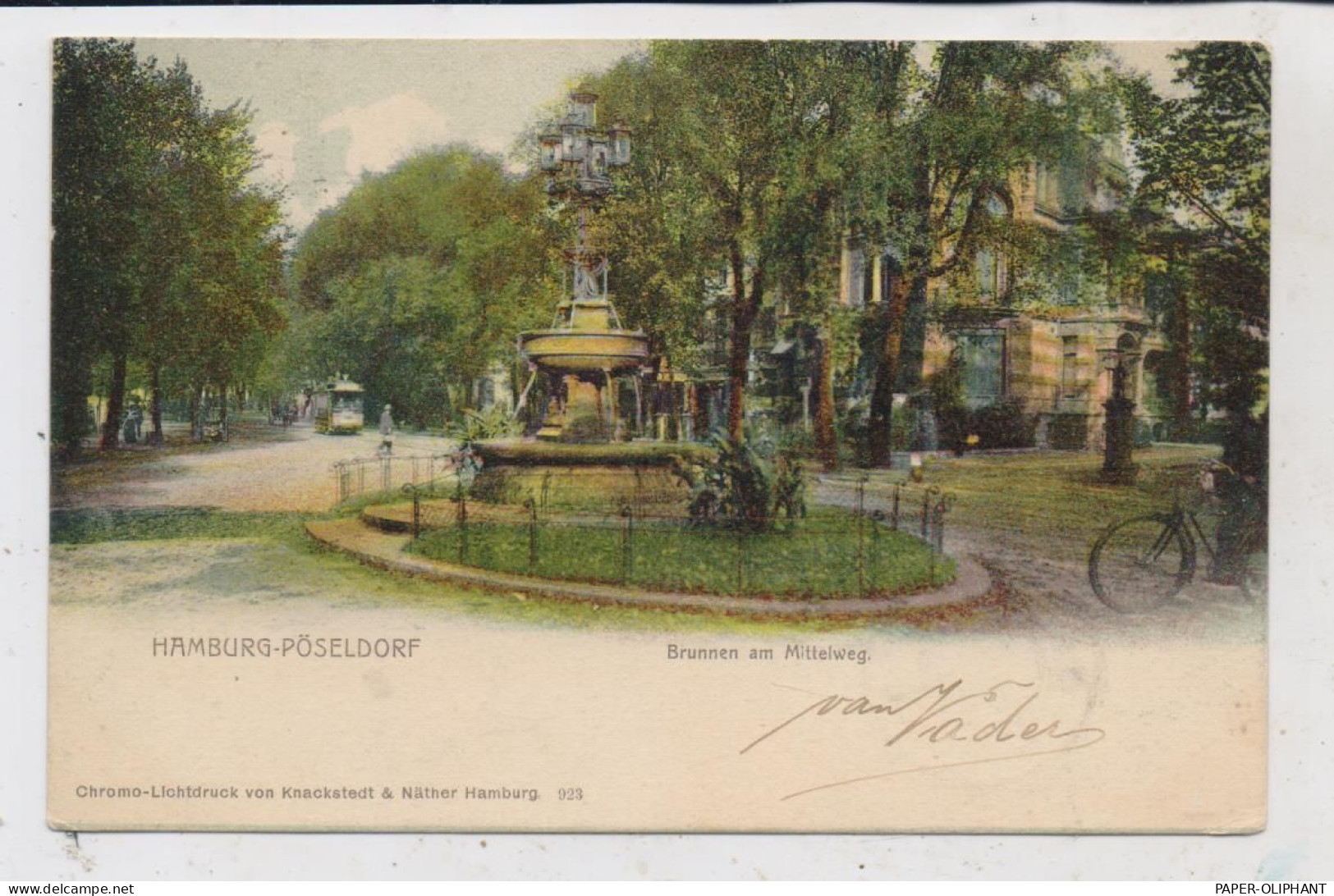 2000 HAMBURG - PÖSELDORF, Brunnen Am Mittelweg, Strassenbahn, 1902, Knackstedt & Näther - Eimsbüttel