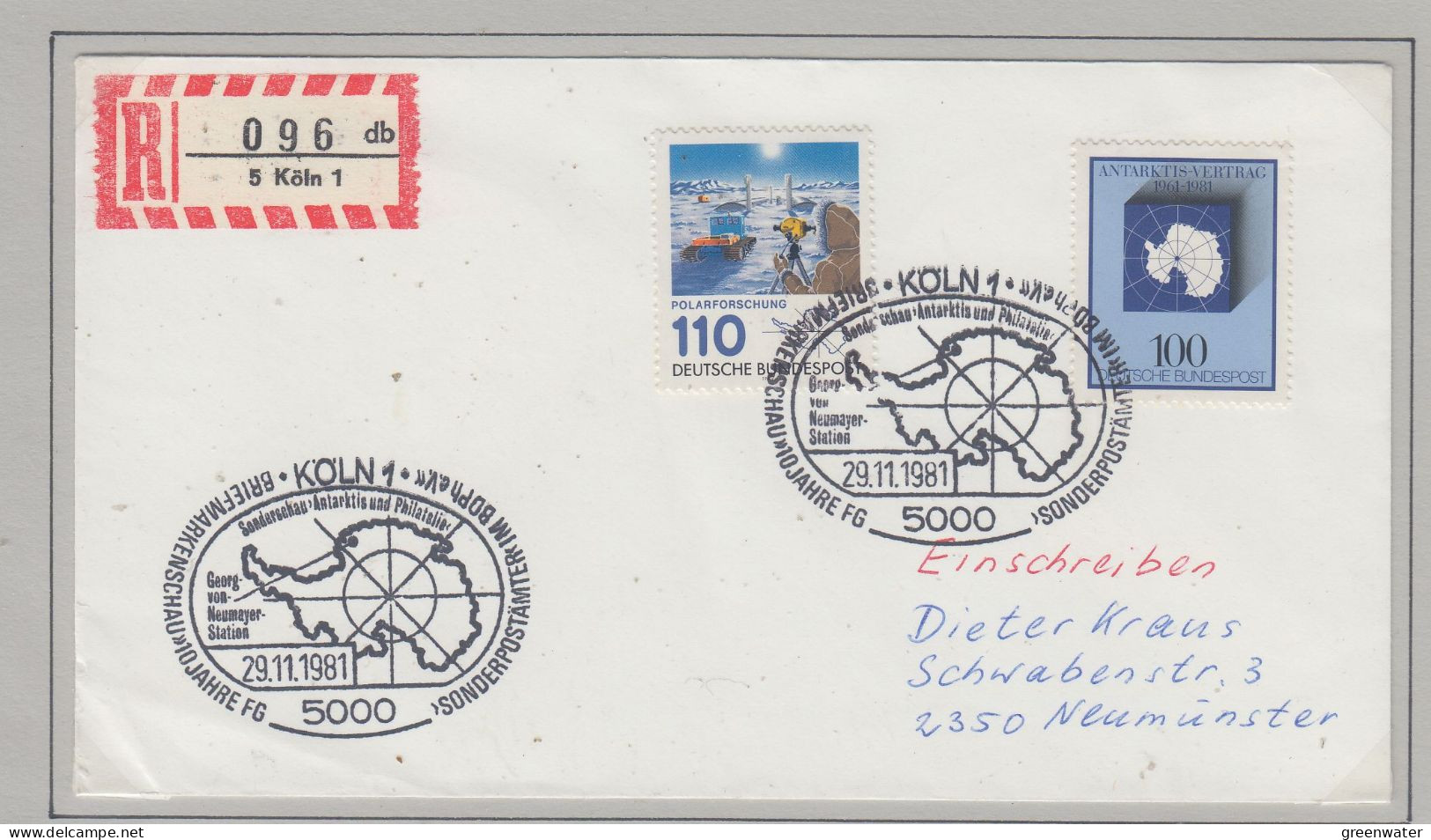 Germany Antarktis  Registered Letter 2 Ca Koln 29.11.1981 (IT159A) - Research Programs