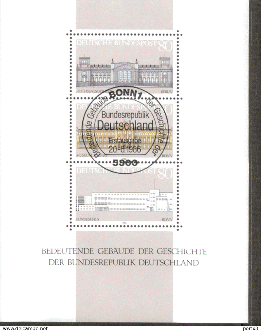 Bund Block 20 Bedeutende Gebäude 5 Items  Used Gestempelt ETSST Bonn - 1981-1990