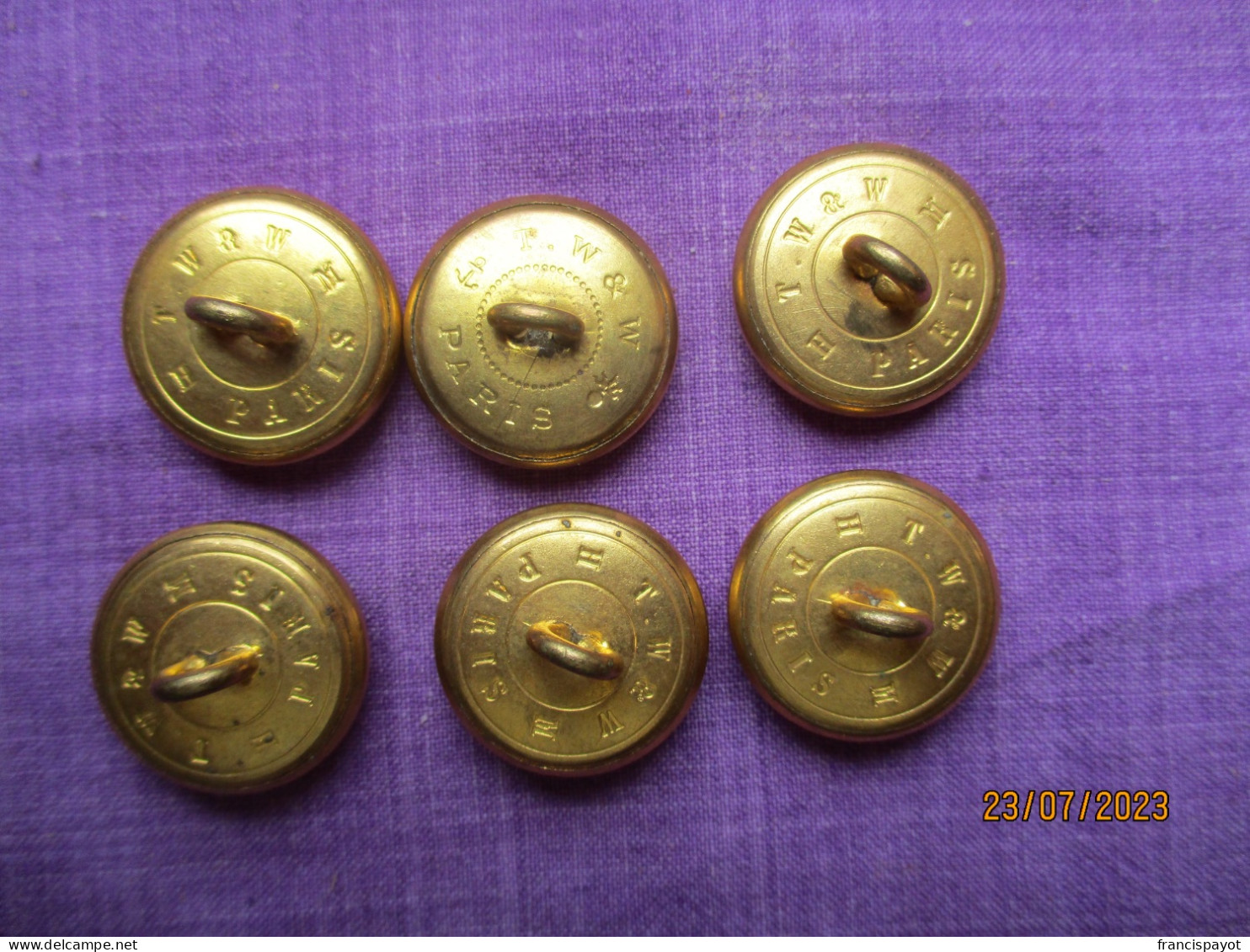 France: 6 Boutons Des Postes Et Télégraphes Vers 1914 (vente à La Pièce) - Buttons