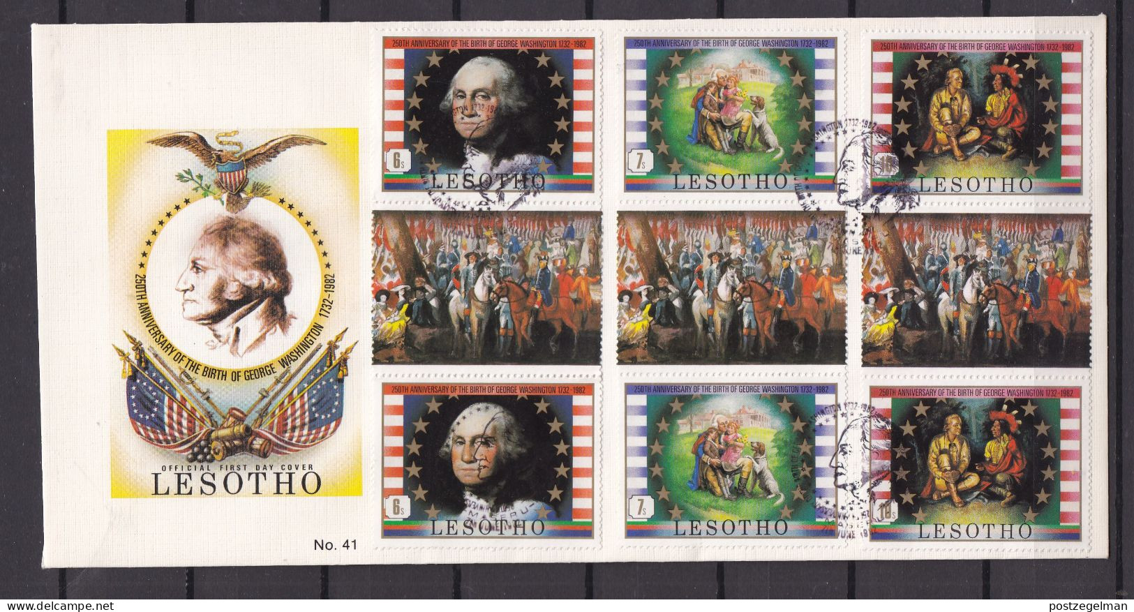 LESOTHO 1982 2 FDC 's Washington 386-391 F944 - George Washington