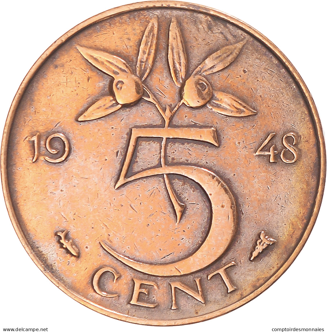 Monnaie, Pays-Bas, 5 Cents, 1948 - 5 Centavos