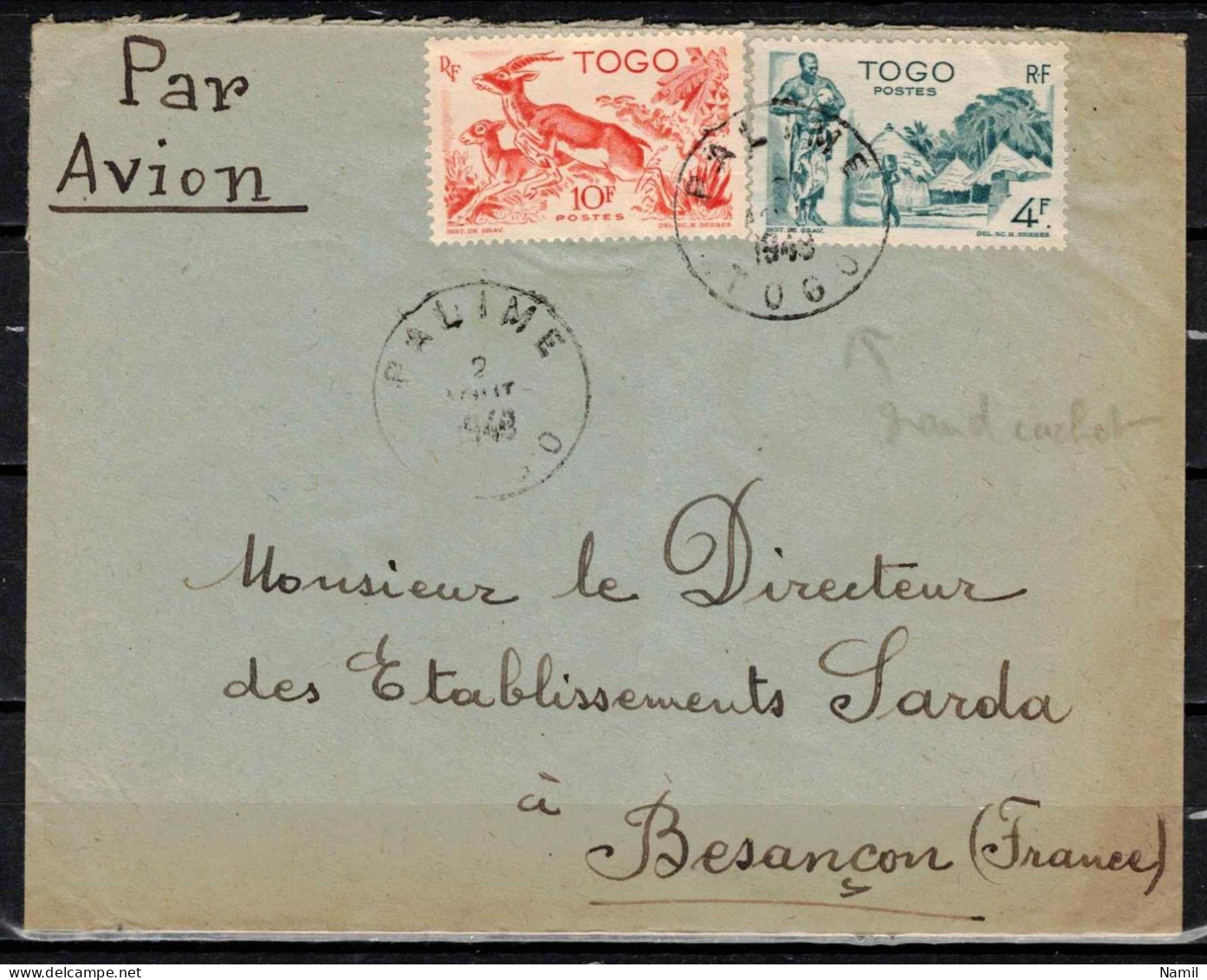 Togo, Lettre Pour Besancon, Cachet PALIME - Cartas & Documentos