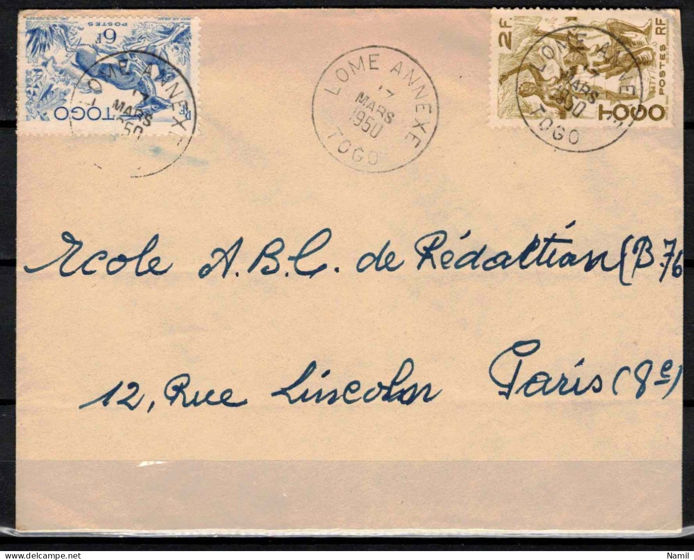 Togo, Lettre Pour Paris, Cachet LOME ANNEXE - Lettres & Documents