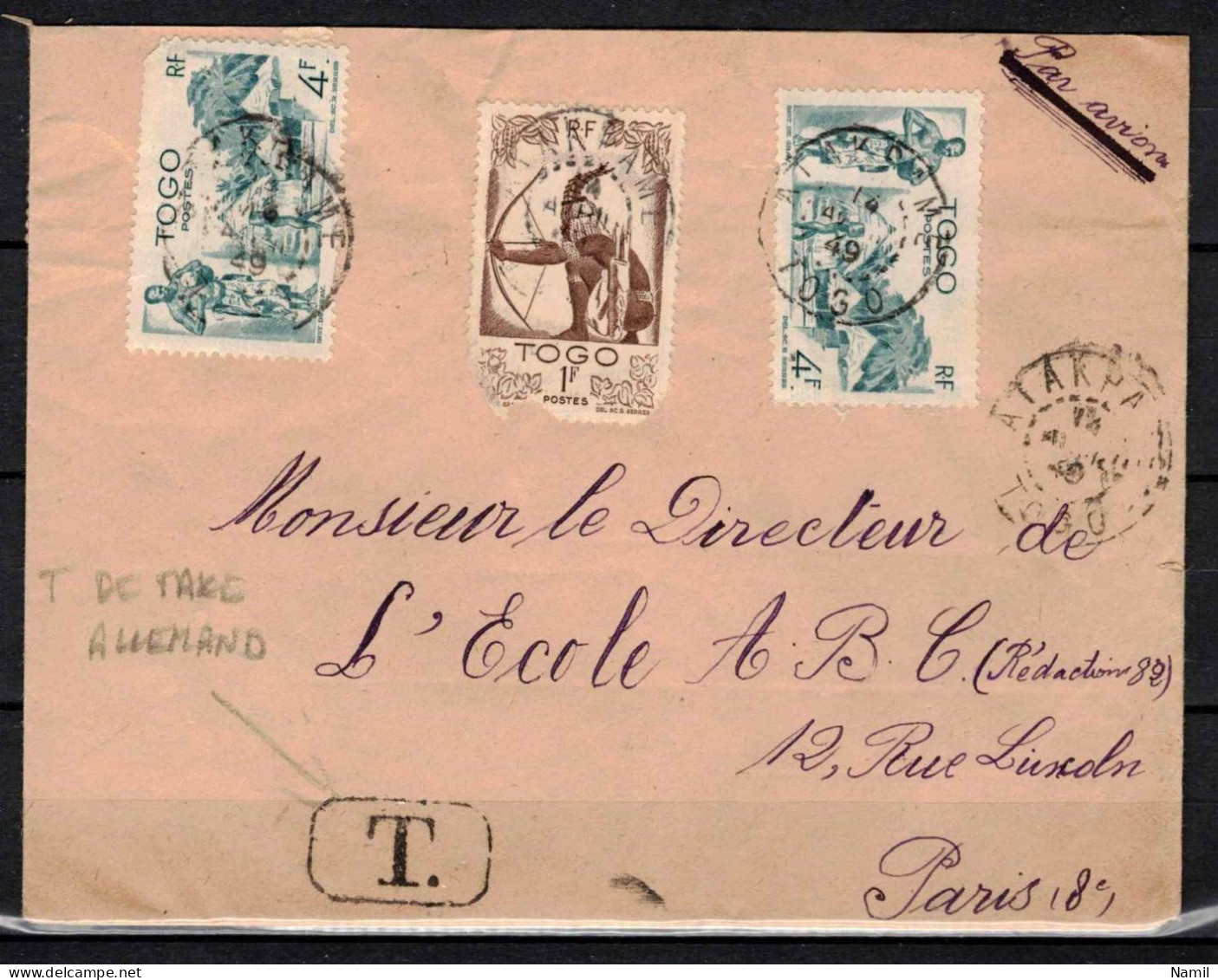 Togo, Lettre Pour Paris, Cachet ATAKPA - Lettres & Documents