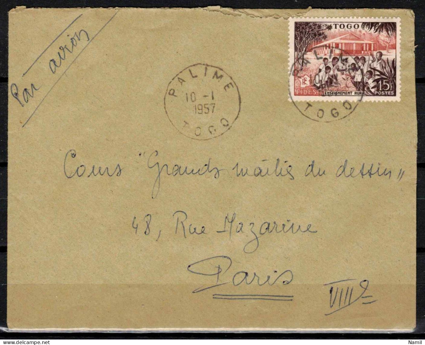 Togo, Lettre Pour Paris, Cachet PALIME - Lettres & Documents