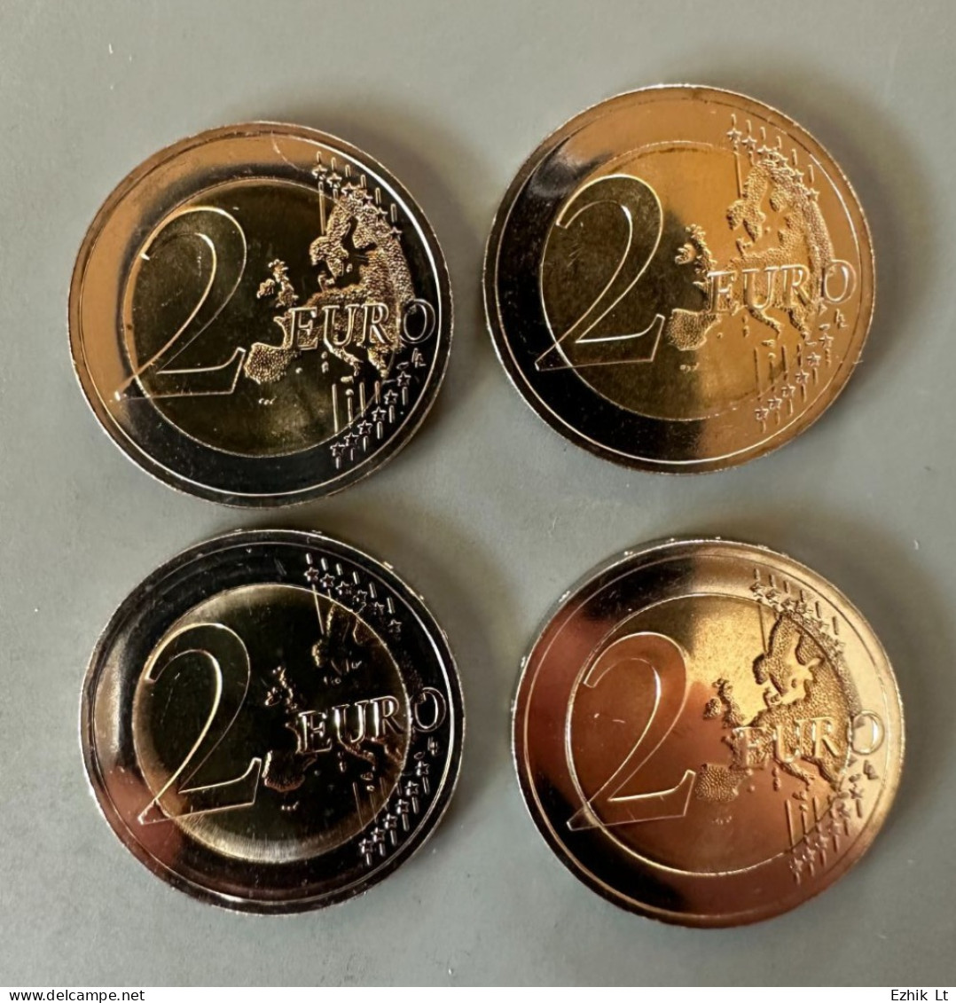 LITHUANIA UNC SET Of 4 X 2 EUR Coins "Historical Regions" Coat Of Arms. New From Mint Rolls! - Lithuania