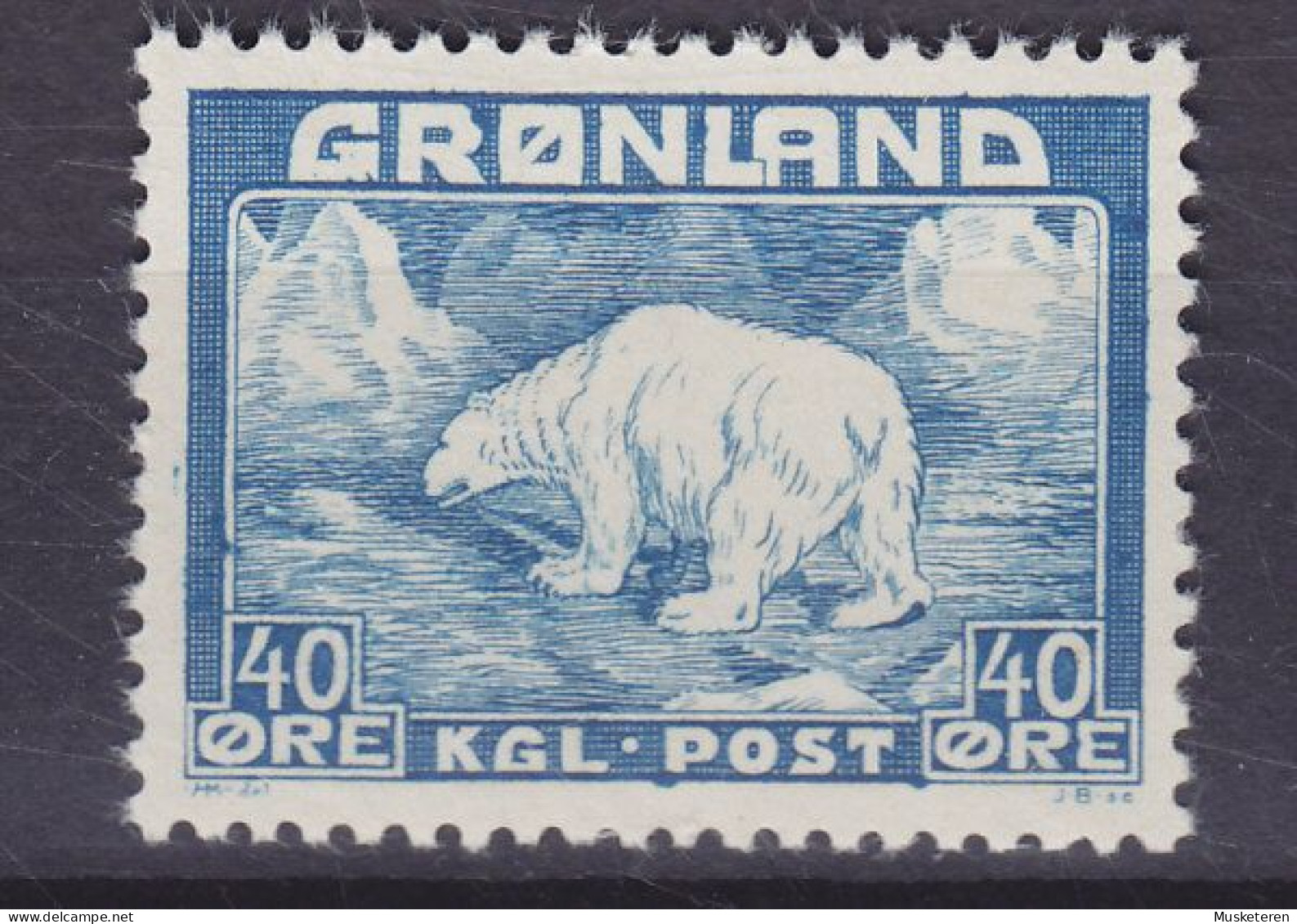 Greenland 1946 Mi. 27, 40 Øre Eisbär Polar Bear, MH* - Unused Stamps