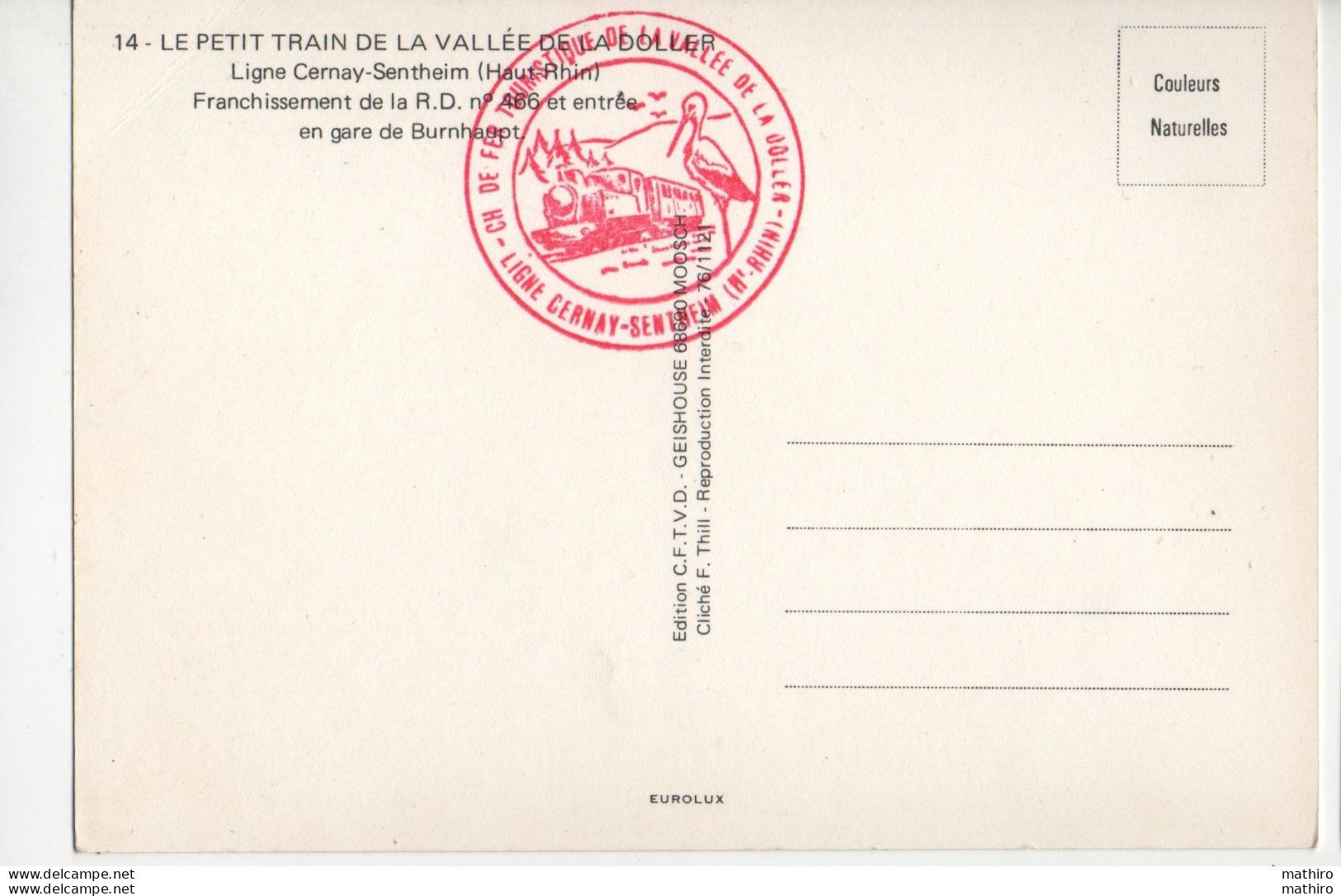 Petit Train De La Vallée De Doller :  Locomotive K.D.L.1945 , Ligne Cernay-Sentheim ,entrée En Gare De Burnhaupt - Chemin De Fer