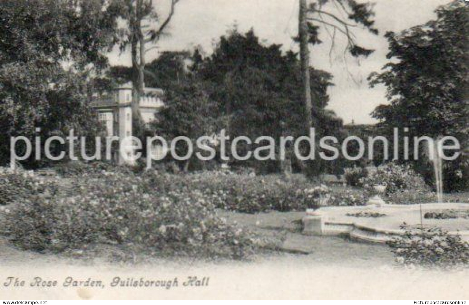 THE ROSE GARDEN GUILSBOROUGH HALL OLD B/W POSTCARD NORTHAMPTONSHIRE - Northamptonshire