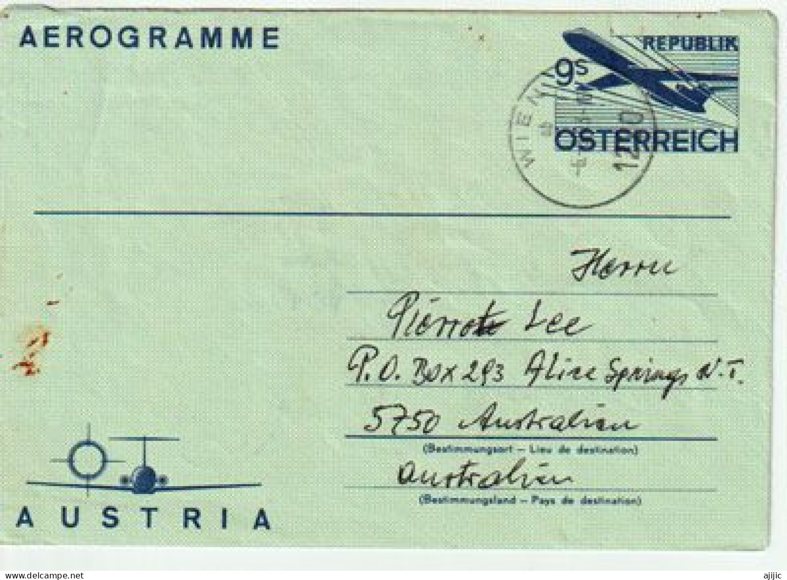 Aérogramme Autrichien Posté De WIEN En 1983, Adressé à ALICE SPRINGS (AUSTRALIE) - Cartes-lettres