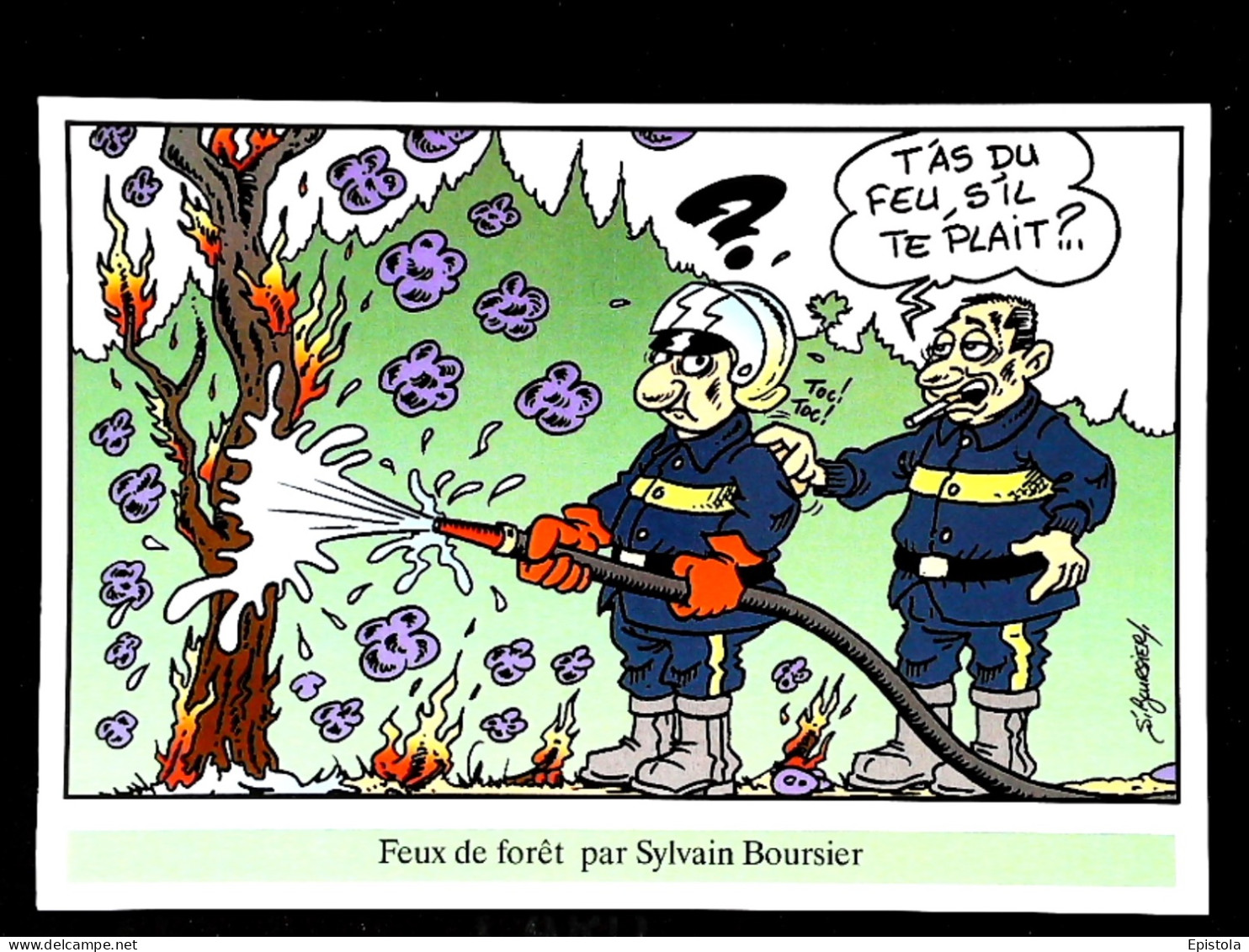 ► Sapeurs Pompier Incendie De Forêt   - Humour  - CPM Illustrateur 2023 - Sapeurs-Pompiers