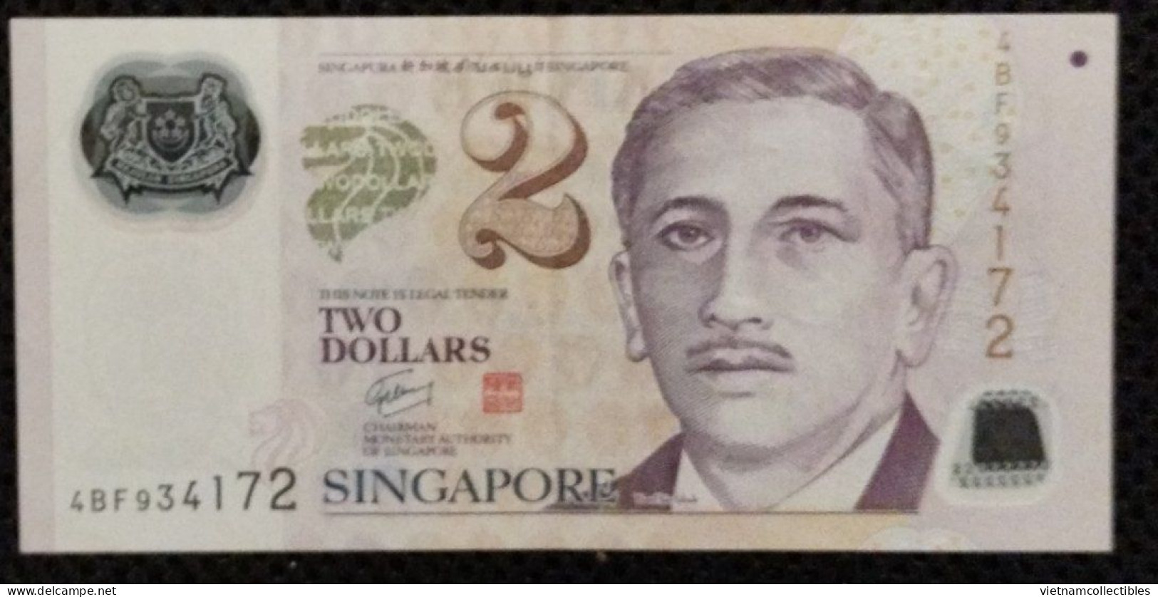 Singapore 2 Dollars VF Polymer Banknote Note / 02 Photos - Singapour