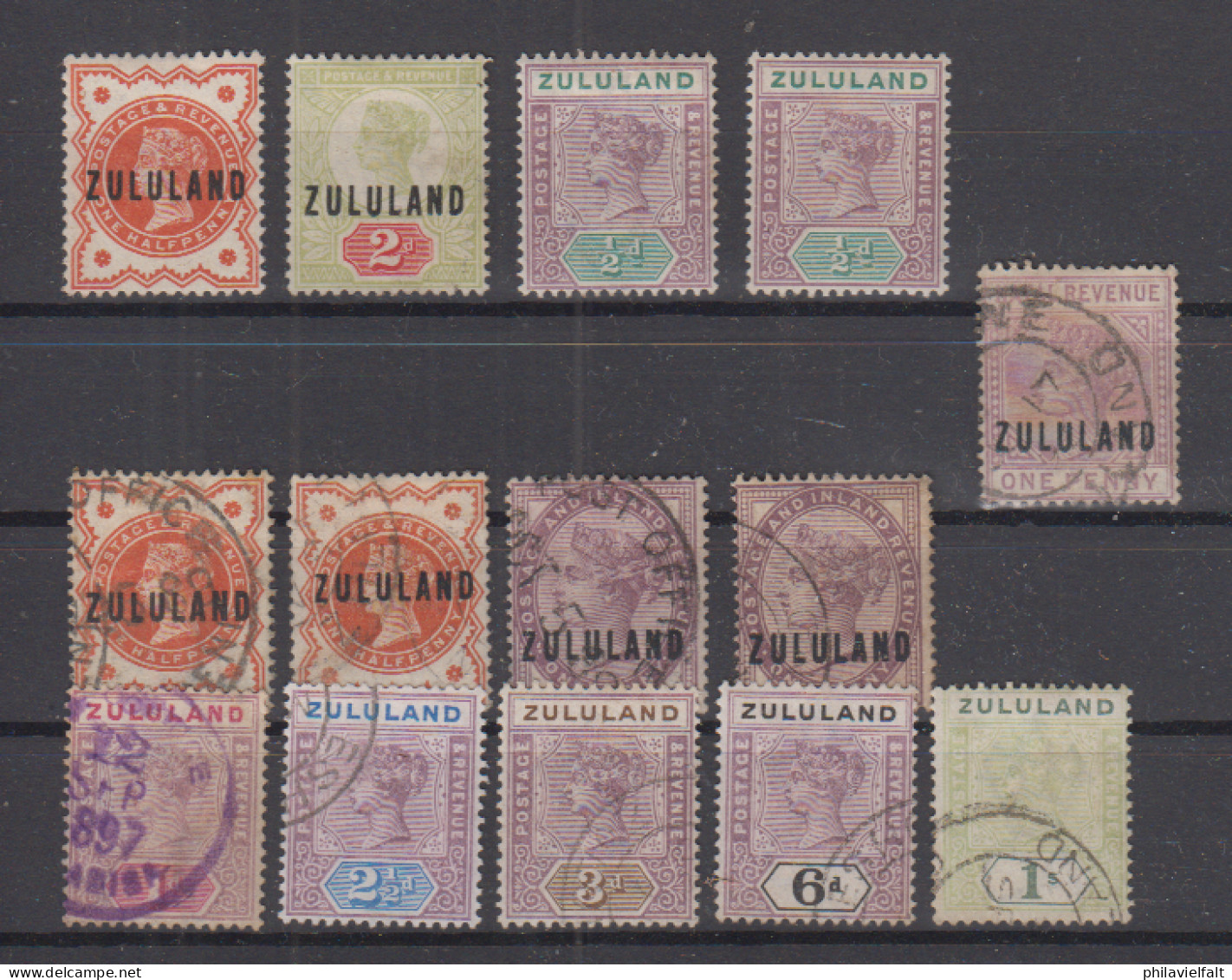 Zululand Partie Auf Steckkarte Mit 2*,4*,2x14* Und 2x2 O,2x3 O,15 Bis 19 O ( Diese 150.-) + 1x Revenue-Wert One Penny O - Zoulouland (1888-1902)