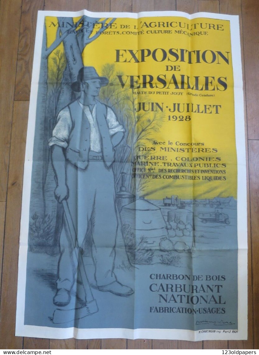 1928 LUCIEN LIEVRE Rare Affiche Exposition De VERSAILLES Charbon De Bois 1928 HALTE DU PETIT JOUY EAUX ET FORETS - Versailles