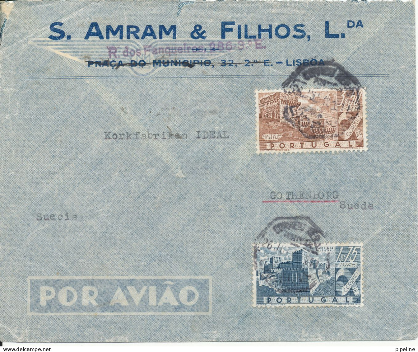 Portugal Air Mail Cover Sent To Sweden Lisboa 26-7-1945 GOOD FRANKED - Storia Postale