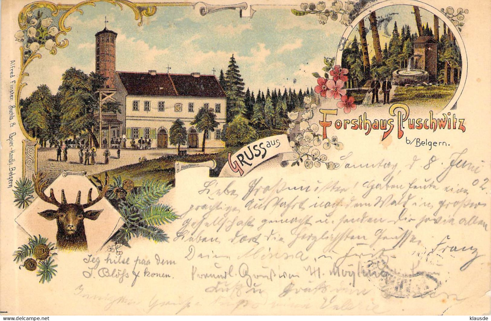 Gruss Aus Forsthaus Puschwitz Gel.1902 - Belgern