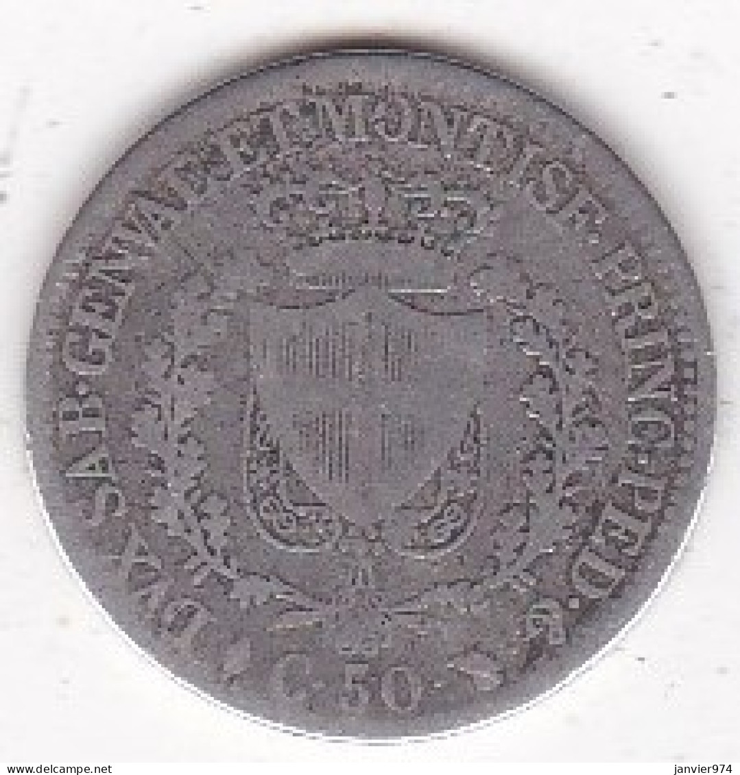 Sardaigne. 50 Centesimi 1825 Torino. Carlo Felice, En Argent - Piémont-Sardaigne-Savoie Italienne