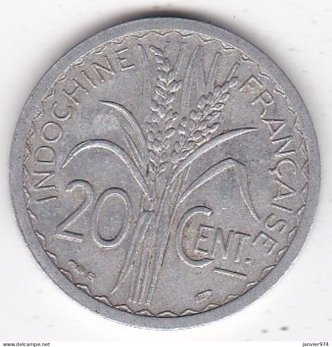 Indochine Française. 20 Cent 1945 B Beaumont Le Roger.. Aluminium, Lec# 252 - Frans-Indochina