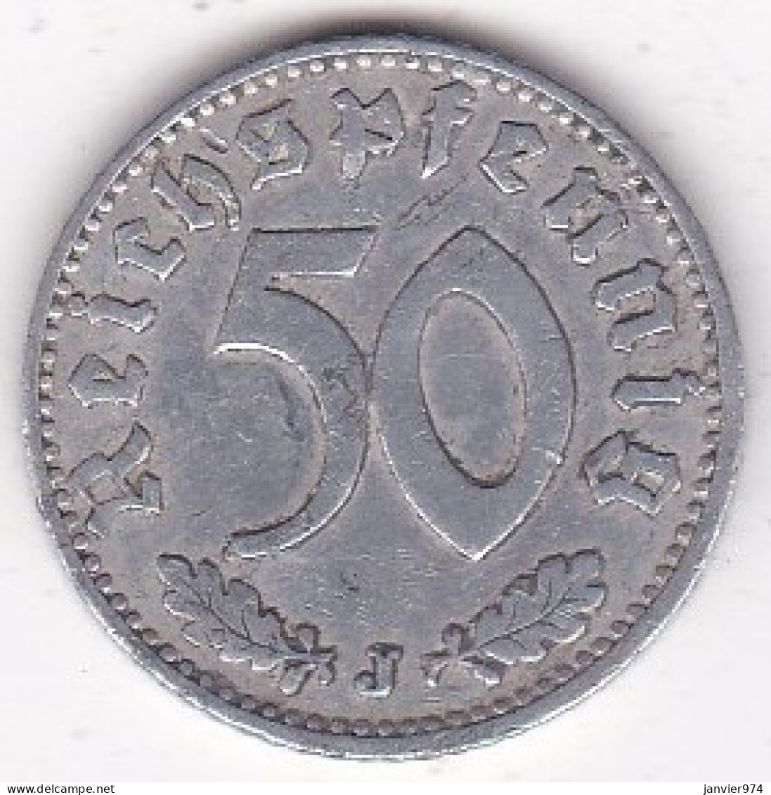 50 Reichspfennig 1939 J HAMBOURG, En Aluminium - 50 Reichspfennig