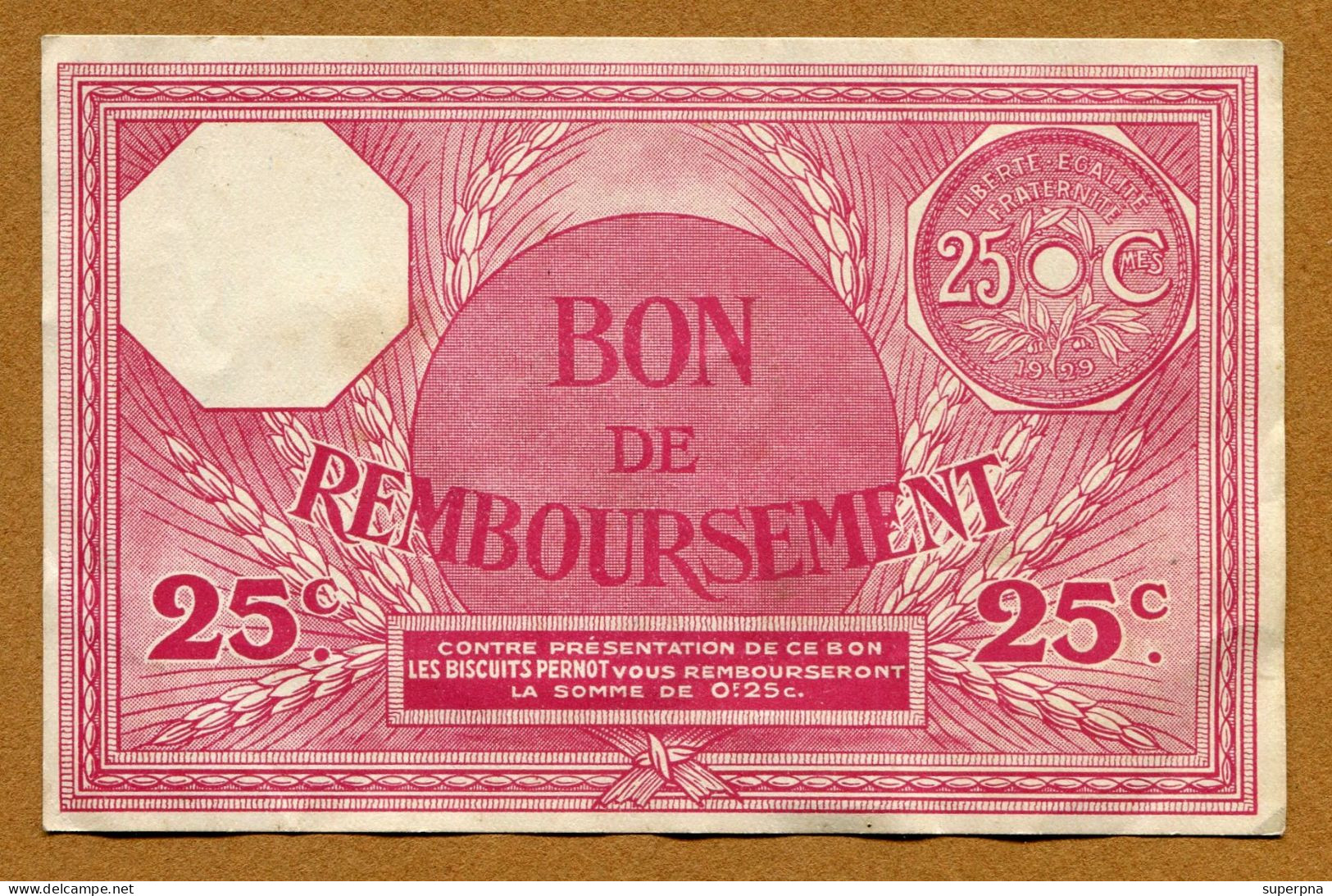 LES BISCUITS " PERNOT "  : " BON DE REMBOURSEMENT " - Fiktive & Specimen