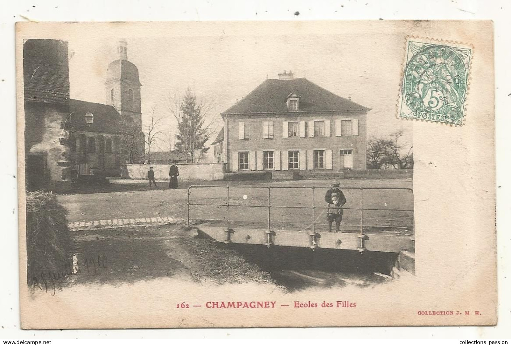 Cp, 70, CHAMPAGNEY, écoles Des Filles, Voyagée 1908 - Champagney
