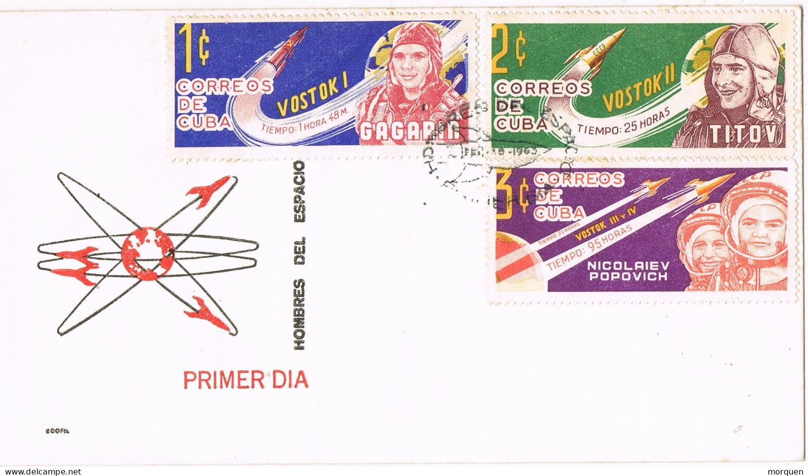 51005. Carta HABANA (Cuba) 1963. SPACE Astronautas Vostok I, II, III, Gararin , Titov, Popovich - Briefe U. Dokumente