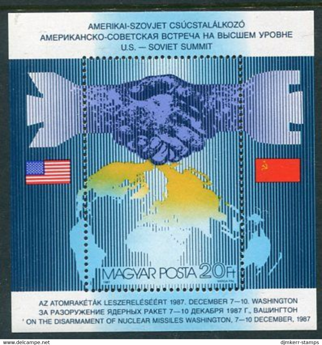 HUNGARY 1987 Arms Reduction Talks Block MNH / **.  Michel Block 194 - Unused Stamps