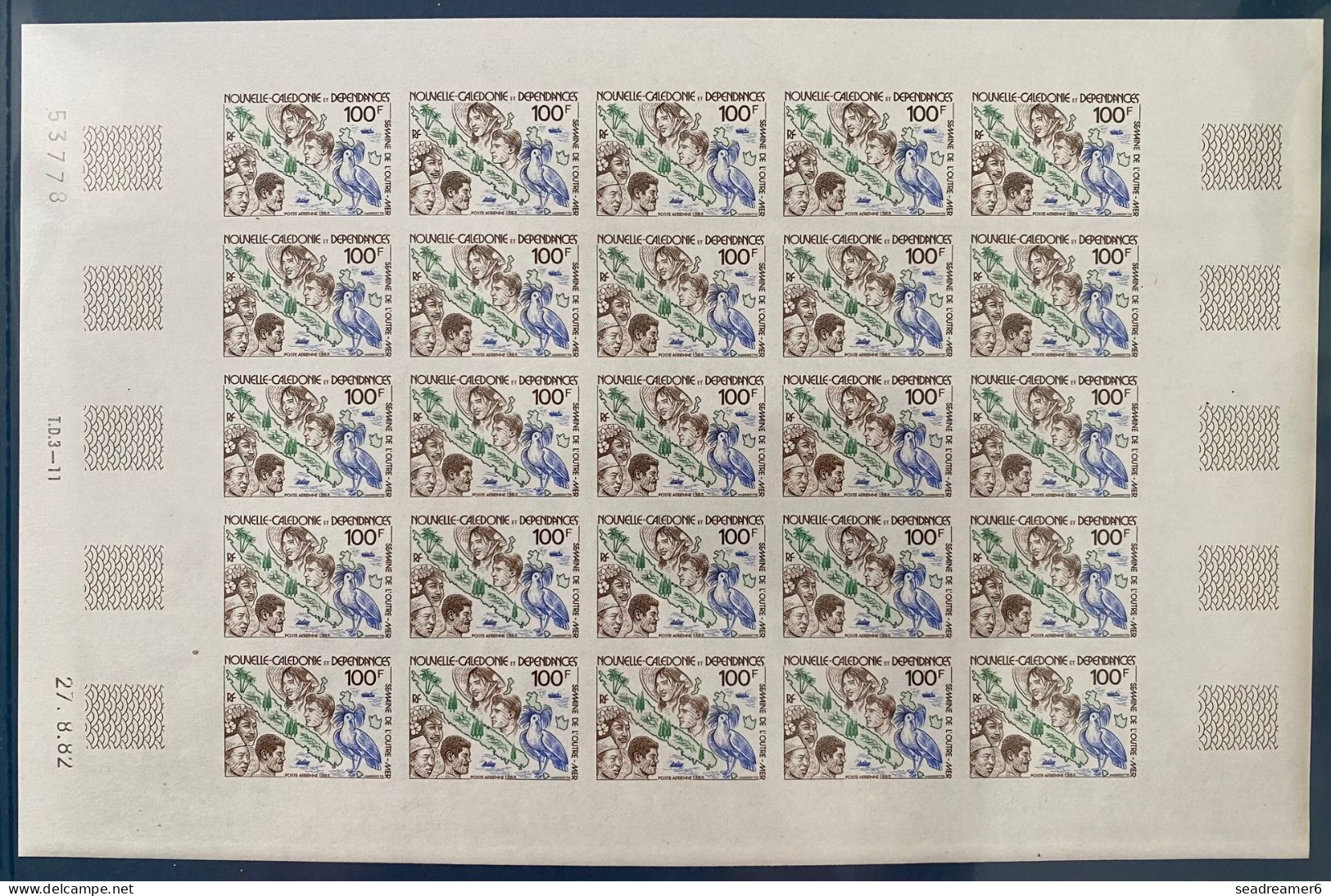 Non Dentelés Feuille Complète De 25 Du Poste Aérienne N°226 Semaine De L'Outremer Fraicheur Postale Rare ! - Imperforates, Proofs & Errors