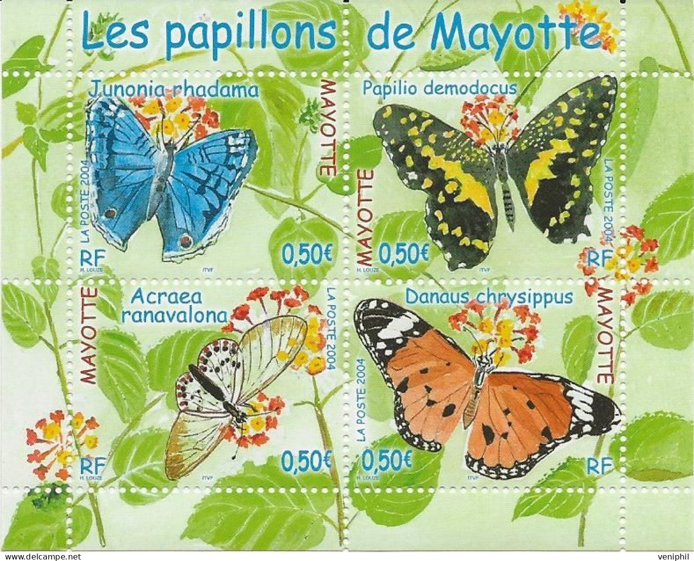 MAYOTTE - BLOC FAUNE -PAPILLONS - N° 154 A 157 - NEUF SANS CHARNIERE - ANNEE 2004 - Hojas Y Bloques