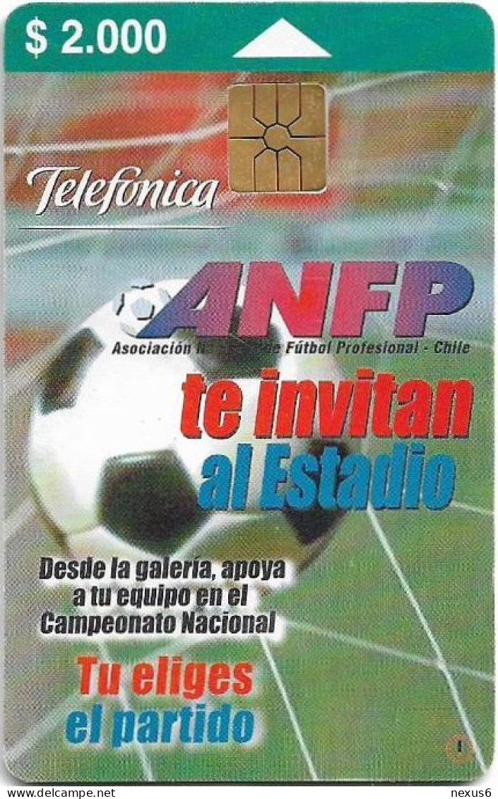 Chile - Telefónica - ANFP Football, (No Sticker At Corner Of Reverse) Gem1B Not Symm. Red, 10.1999, 2.000Cp$, Used - Chile