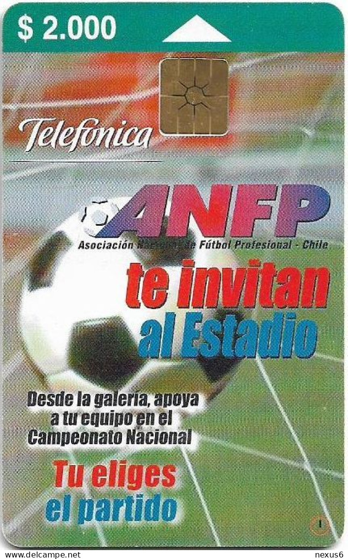 Chile - Telefónica - ANFP Football, (With Sticker At Corner Of Rev) Gem1B Not Symm. White/Gold, 10.1999, 2.000Cp$, Used - Chili