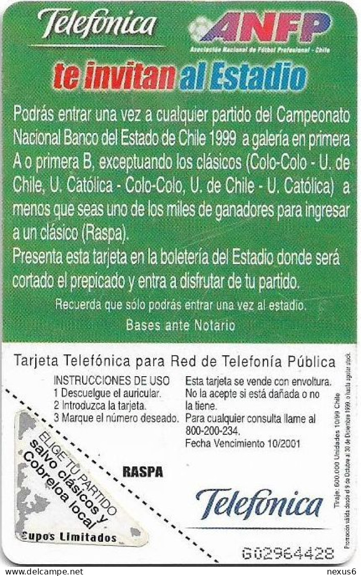 Chile - Telefónica - ANFP Football, (With Sticker At Corner Of Rev) Gem1B Not Symm. White/Gold, 10.1999, 2.000Cp$, Used - Chile