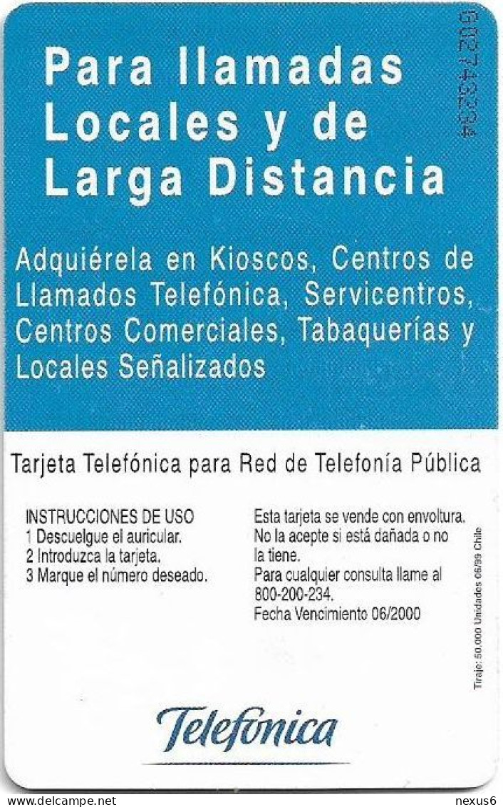 Chile - Telefónica - Araucarias Gemelas Parque (1st Issue), Gem1B Not Symm. Red, 06.1999, 5.000Cp$, 50.000ex, Used - Chile