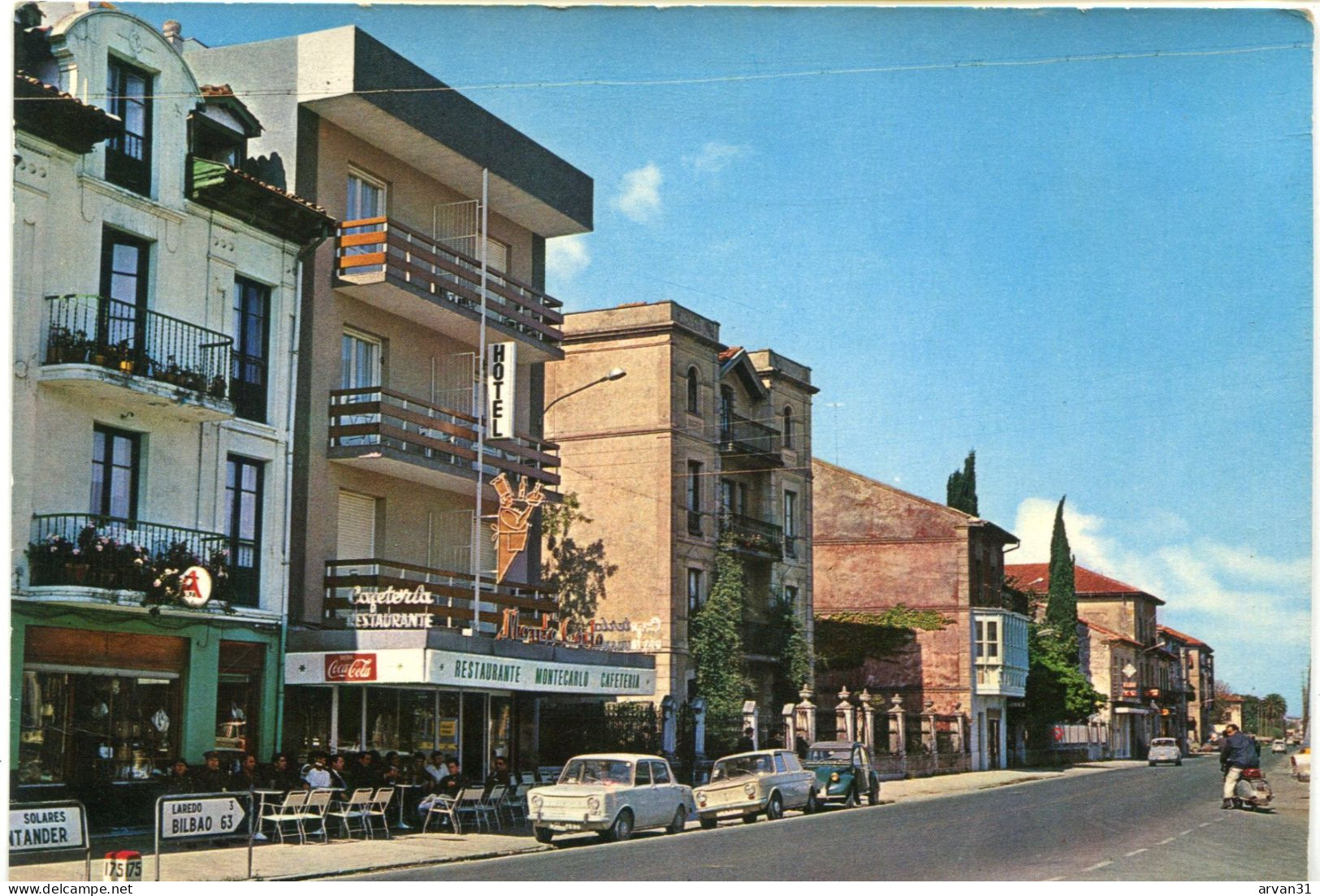 COLINDRES - VISTA PARCIAL  - RESTAURANTE CAFETERIA  '' MONTE CARLO ''  - POSTAL MUY RARA - - Cantabria (Santander)