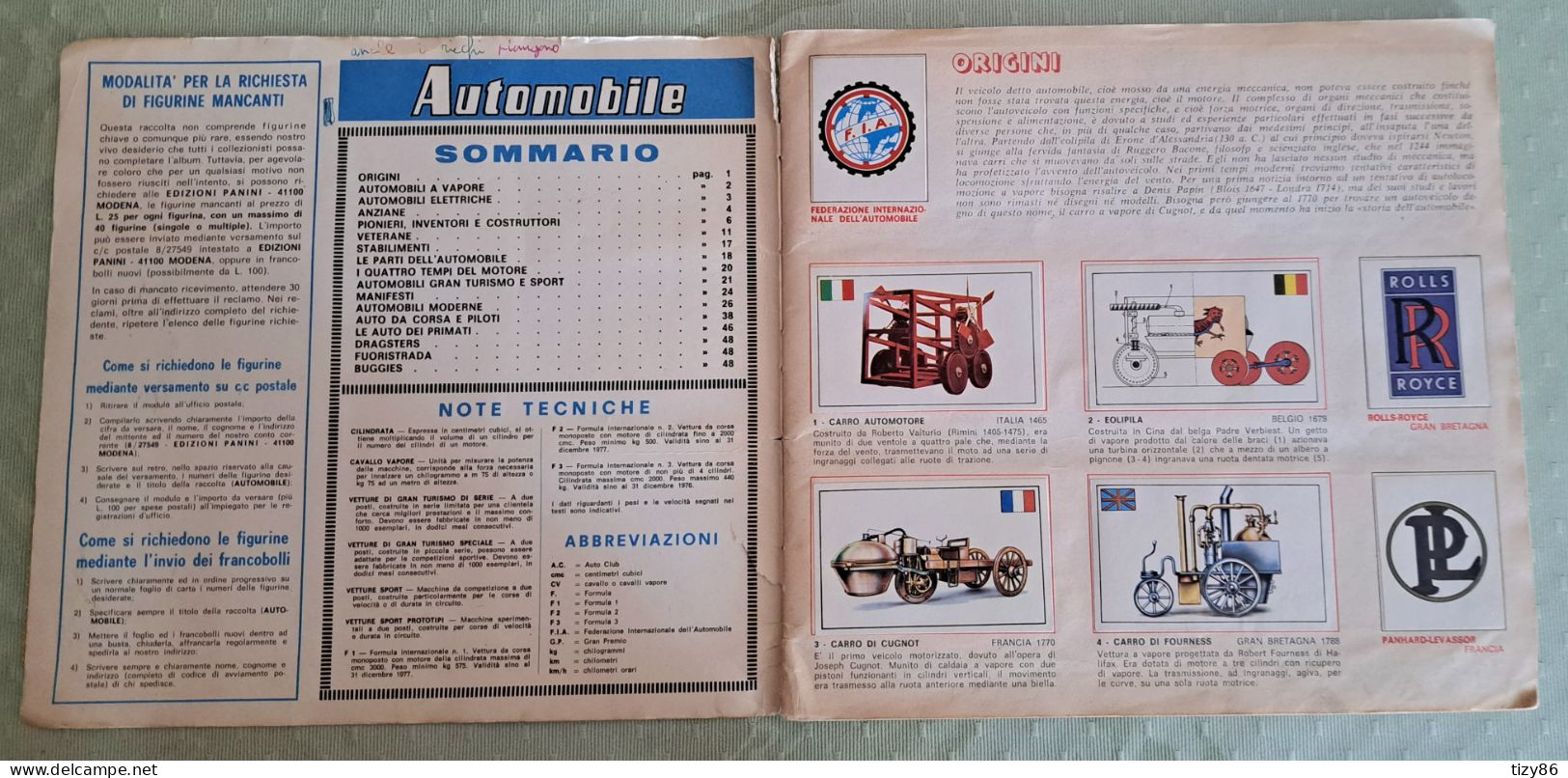 Album Figurine Automobile 1975 -"Le Grandi Raccolte Per La Gioventù"- Alcune Figurine In Copertina (mancano 2 Figurine) - Motoren