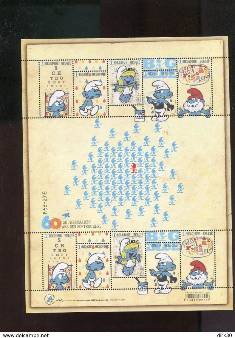 Belgie 2018 F4749/53 Smurfs Schtroumpfs Schlumpfe BD Comics Strips Velletje Van 10 MNH RR Plaatnummer Z +varieteit 4752a - 2011-2020