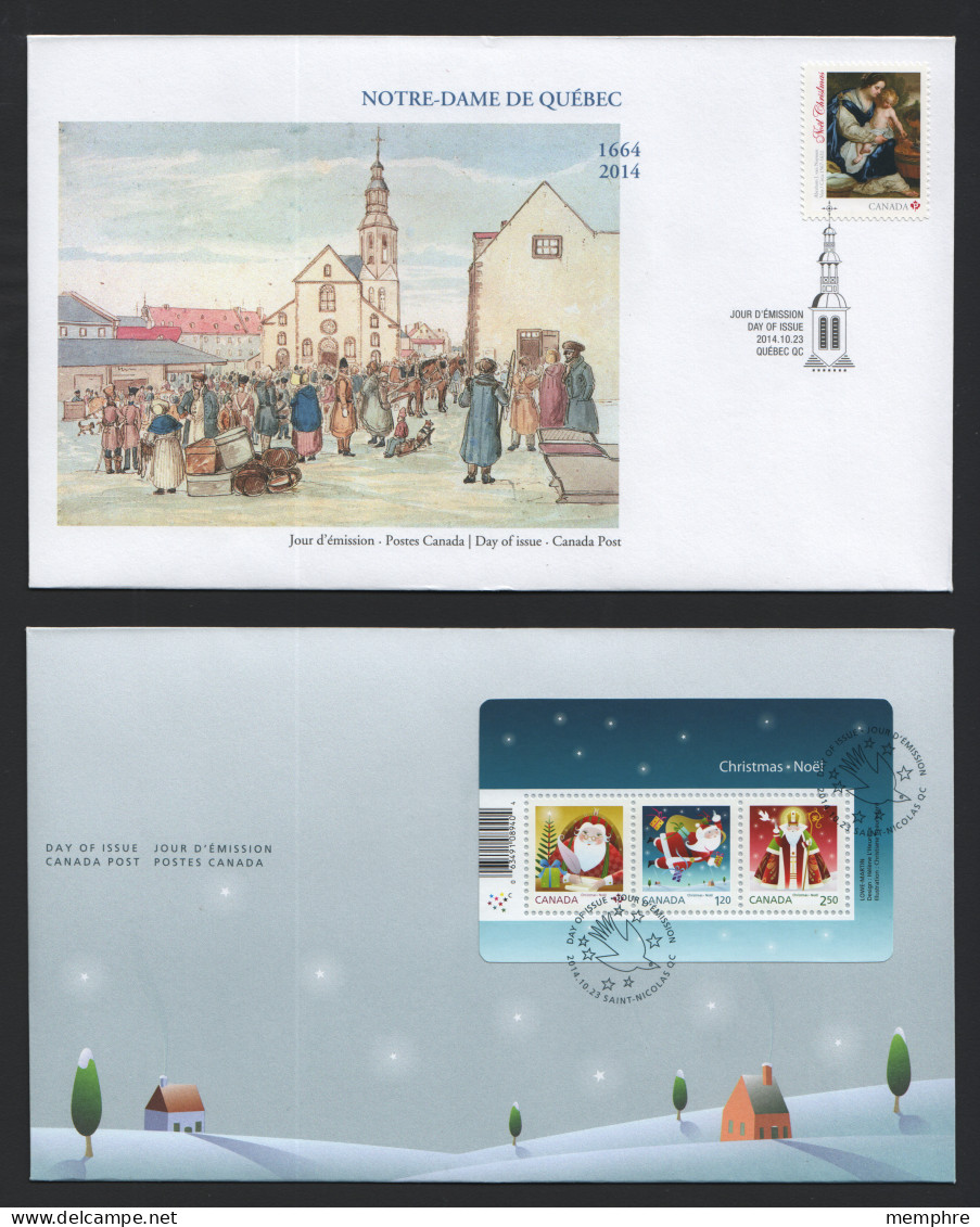 2014  Xmas Issue  Souvenir Sheet Of 3 And Single On 2 FDCs  Sc 2796-7 - 2011-...