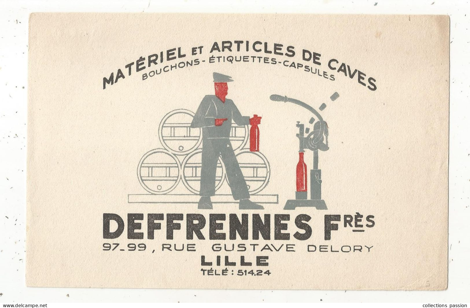 BUVARD, Matériel Et Articles De Caves, Bouchons, étiquettes...DEFFRENNES Frères, LILLE, Nord , Frais Fr 1.75 E - Autres & Non Classés