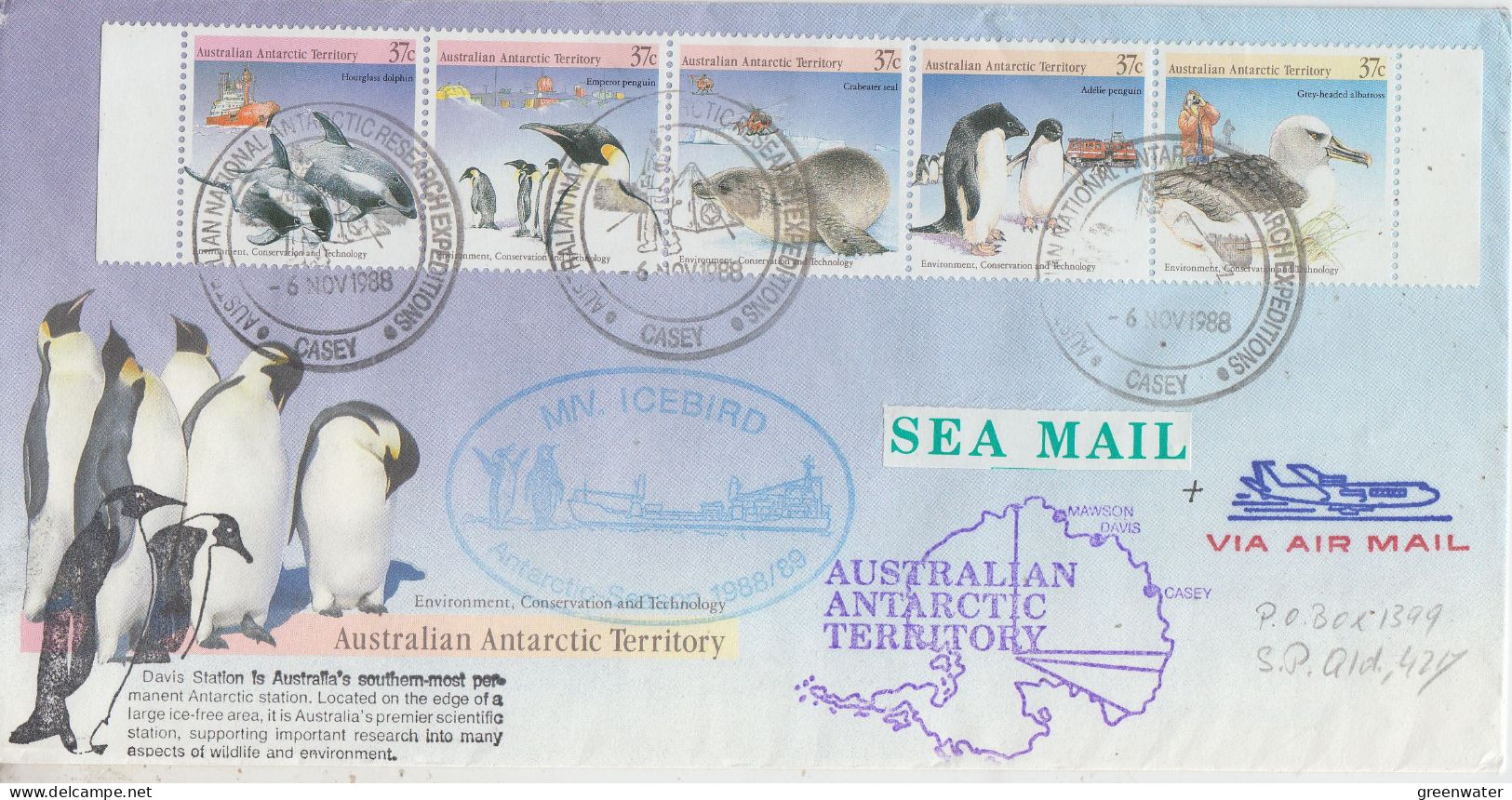 AAT  Ship Visit MV Icebird Ca Surfers Paradise Ca Casey 6 NOV 1988 (CS158A) - Covers & Documents