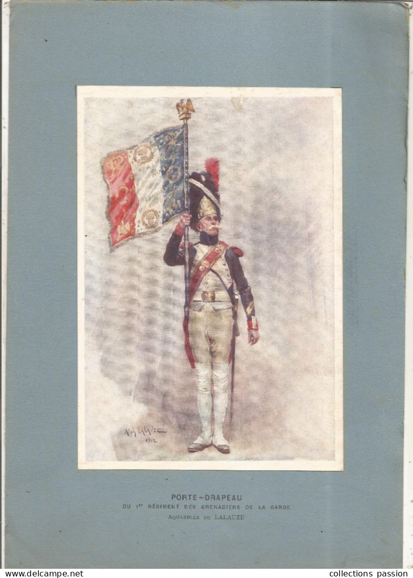 Aquarelle De LALAUZE, Militaria , Porte-drapeau Du 1 Er Régiment Des Grenadiers De La Garde, Frais Fr 2.25 E - Aquarel