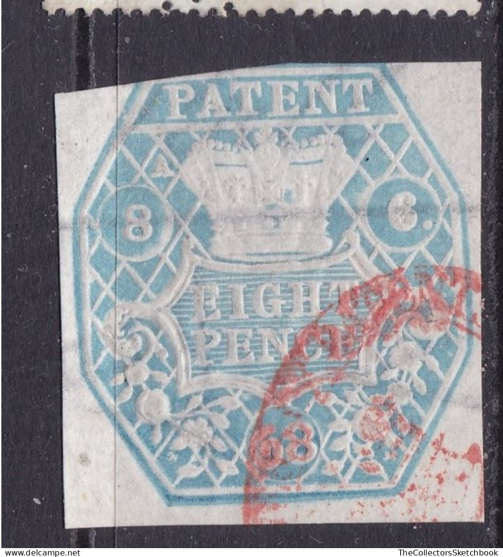 GB Fiscal/ Revenue Stamp.  Patent - 8d-  Blue Good Used - Revenue Stamps