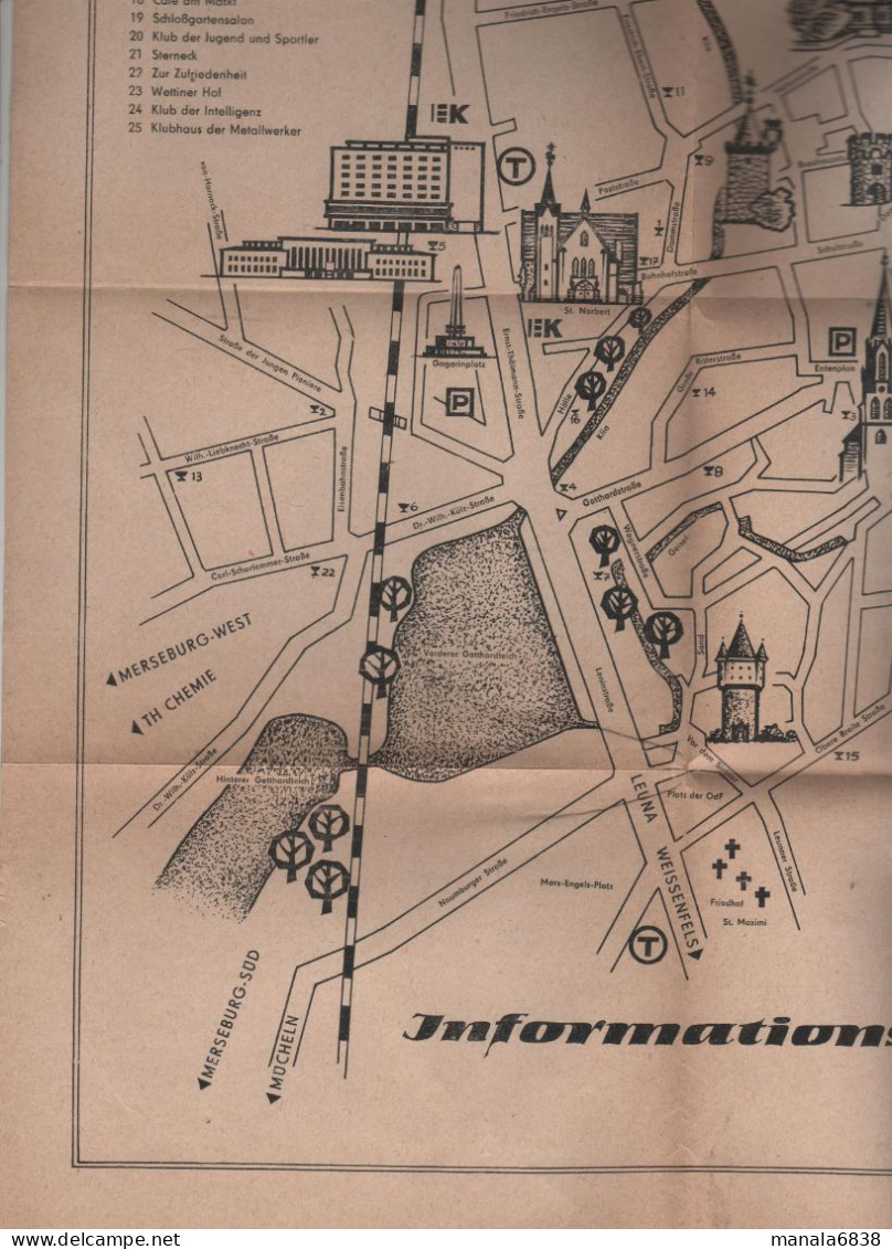 Merseburg Stadtplan Plan De La Ville Informationsskizze 1965 - Non Classés