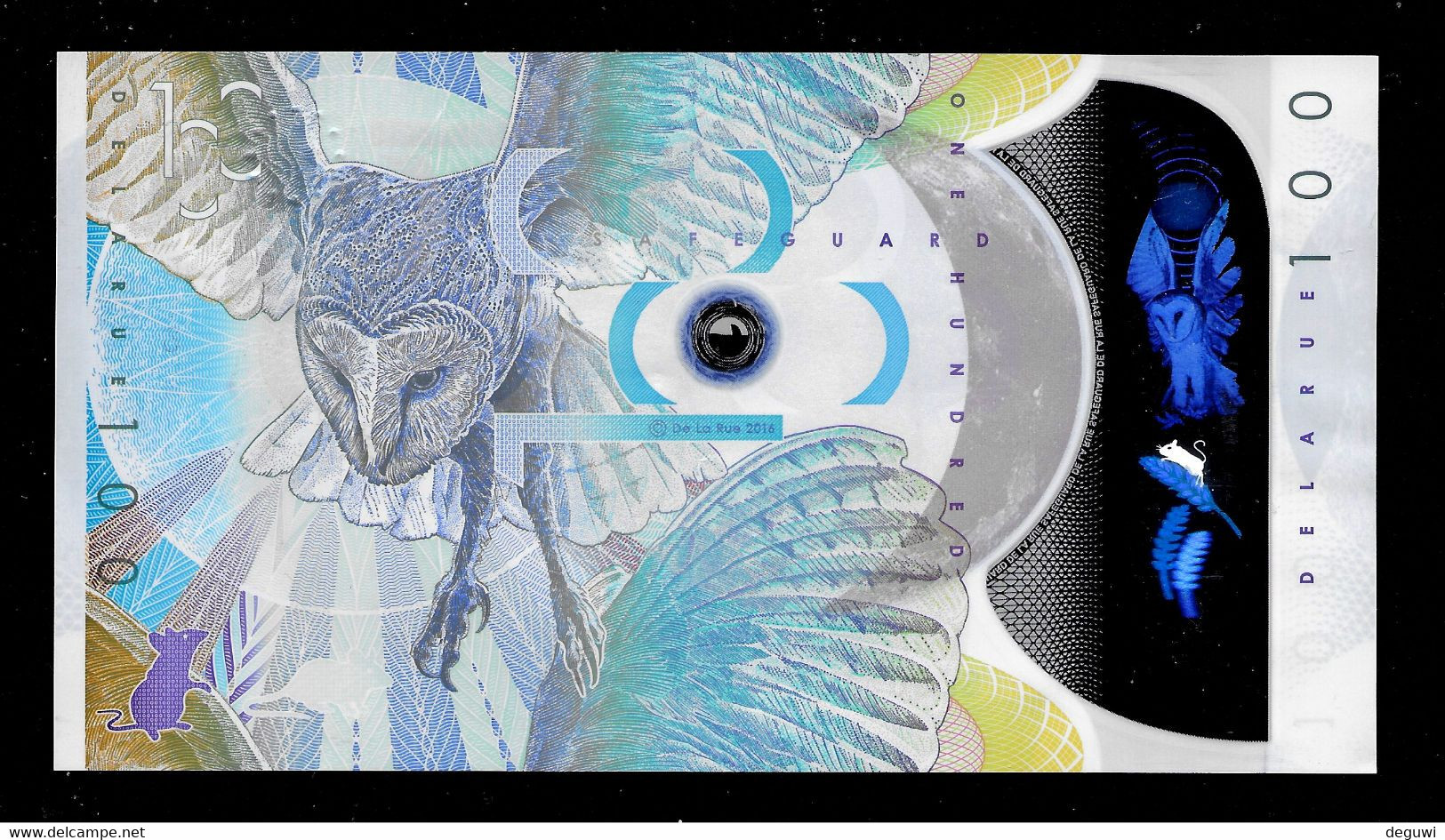 POLYMER Test Note De La Rue "Barn Owl", Typ S, RRRRR, Ser.-No S,  UNC - Ficción & Especímenes