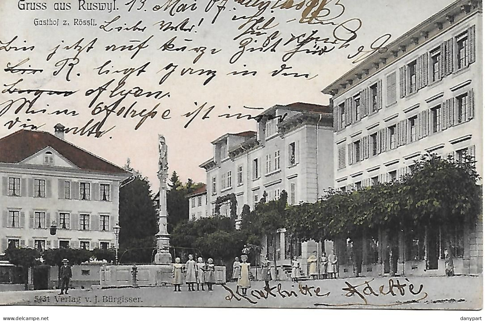 RUSWIL SUISSE CPA INEDITE DE 1907 GRUSS AUS RUSWYL  BON ETAT ET BELLE ANIMATION - Ruswil